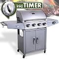 EDELSTAHL GASGRILL MIT TIMER GAS GRILL GRILLWAGEN BARBECUE BBQ mit TIMER!
