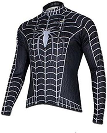 The Spider Men's Long Sleeve Cycling jersey Bike top Men's Cycling Jersey Top Riding Clothes (2XL, Black)