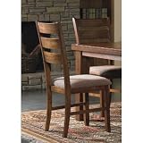Set of 2 Oak Finish Ladder Back Dining Chairs with Cushion