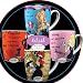 Ladies Night Out or Hostess Gift - Shop Girls Just Desserts Ceramic Mugs / Coffee Cup - Set of 4 Different Mugs w Gift Box "I only work to support my shoes addiction" & others