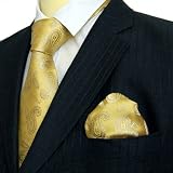 The Tie Cravate Company Handmade - Or - Paisley - Cravate en Soie tissée & Mouchoir