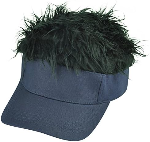 Plain Navy Blue Black Faux Fur Flair Hair Adjustable Velcro Visor Hat Sun Cap