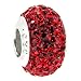 Sterling Silver Simulated July Birthstone Round Siam Red Crystal European Style Bead Charm