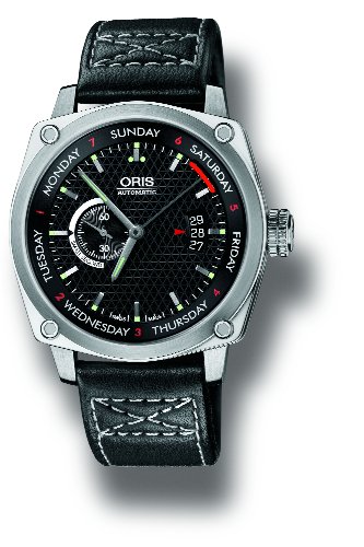 Oris Men's 4154LS BC4 Black Dial Leather Strap Watch