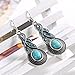 LiangXuanChen Retro Ethnic Tibetan Silver Oval Rimous Turquoise Crystal Drop Dangle Earrings