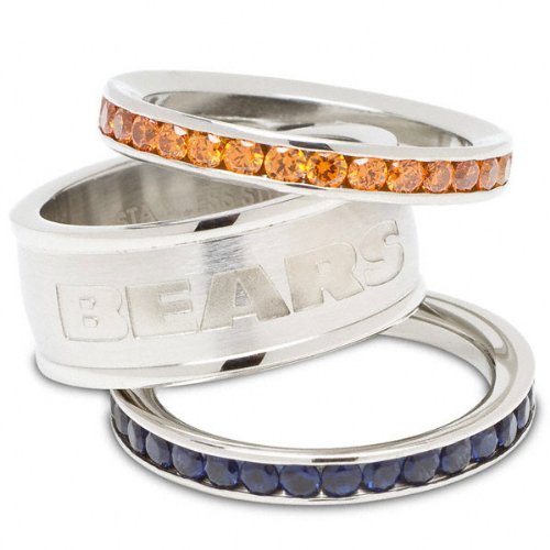 Chicago Bears Team Logo Crystal Stacked Ring Set