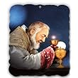 Wood Plaque - Saint Padre Pio - Mounted on Wood with Scrolled Edges - 11.75"x16" - MADE IN ITALY