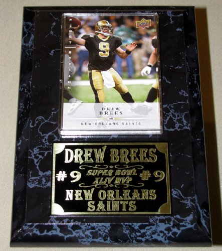 DREW BREES NEW ORLEANS SAINTS SUPER BOWL XLIV CHAMPIONS CARD PLAQUE