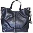Michael Kors Black Leather Astor Large Chain Shoulder Tote Bag Handbag Purse