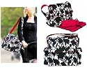 Black/White/Red Floral Messenger Diaper Bag