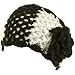 Wide Knit Flower Crochet Headwrap Headband Tri- Black with Gray & Beige