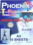 A4 Size Iron On T Shirt Transfer Paper FOR Dark Colour Fabrics 50 Sheets : print your own designs, drawings, company logos for business marketing, mottos, motifs, clip art, digital camera photos of family, friends, pets, bithhdays, hobby and School football clubs, Pub quiz, hen and stag party using ink jet printers