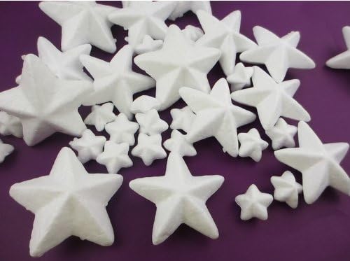 3/5/7cm White Floracraft Styrofoam Stars, 1/2/3-Inch Assorted, 24Pcs