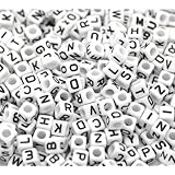 600 Mixed White Acyrlic Letter/ Alphabet Cube Beads 6x6mm