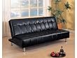 Coaster Contemporary Futon Sofa Bed with Metal Legs, Black Vinyl