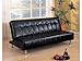 Futon Sofa Bed Black Vinyl Cover Daybed Couch Bedroom