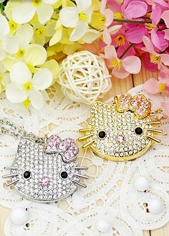 Silver  Flash  Jewelry Com Crystal Necklace Kitty 