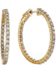 14kt Yellow Gold Diamond Inside and Outside Shared-Prong Hoops, 1.5 Cttw (H-I Color, SI2-I1 Clarity)