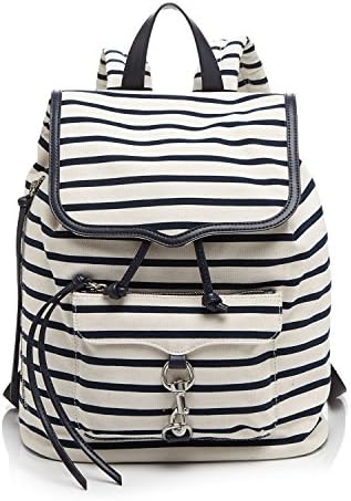 Rebecca Mincoff Bike Stripe Canvas Backpack in Navy Blue White