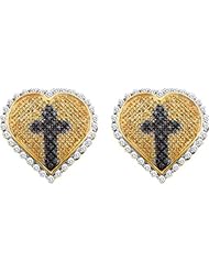10KT Yellow Gold 0.96 CTW Diamond Micro Pave HEART Earring
