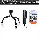 Tripod Kit Includes Gripster Flexible Tripod + Remote Shutter Release + LCD Screen Protectors For The Canon Powershot G12 Digital Camera
