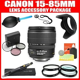 Canon EF-S 15-85mm f/3.5-5.6 IS USM Lens + 3 Piece Filter Kit(UV-CPL-FLD) + 4 Piece Close Up Macro Filter Set (+1, +2, +4, +10) + More Accessory Kit For Canon EOS Rebel T3, T3i, T2i, T1i, XSi, XS DSLR Camera