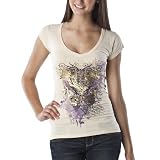 51JIsTA41ZL. SL160  License Juniors Skull & Tattoo Watercolor Roses w/ Foil Tee   Off White S