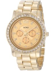 XOXO Womens XO5503 Gold-Tone Rhinestones Bezel Bracelet Watch