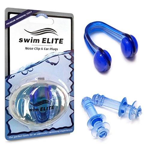 Swim elite swimming ear plugs and nose clip bundle