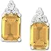 14K White Gold Golden Topaz and Diamond Earrings