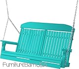 Outdoor Polywood 4 Foot Porch Swing - Classic Highback Design *ARUBA BLUE* Color