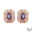 FPJ Exquisite Earrings With 6.00ctw Precious Stones - Genuine Amethysts and Clean Diamonds 14K Two tone Gold. Total item weight 6.8g Length 20mm