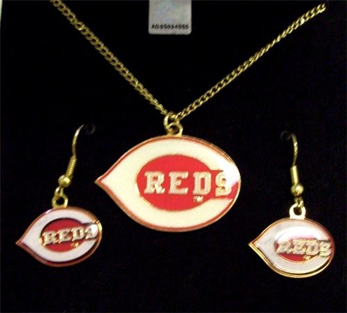 Cincinnati Reds MLB Pendant w/chain & Earring Gift Set