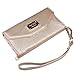 iPhone 6 6s Plus Wallet Case, True Color© Premium Leatherette Wristlet Clutch Folio Tri-Fold Wallet Purse Case Cover with Removable Wrist Strap for iPhone 6 6s Plus (5.5”) - Gold