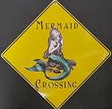 Mermaid -- Full Color 16" Aluminum Crossing Street Sign Nautical Caribbean Art Ocean Print