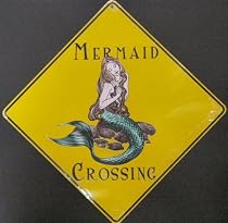 Mermaid -- Full Color 16" Aluminum Crossing Street Sign Nautical Caribbean Art Ocean Print