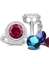 Switch-It Gems (tm) Round 10mm Simulated Ruby Ring with 12 Interchangeable Simulated Birthstones