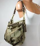 Authentic Coach Signature Brooke Hobo Handbag Khaki Bronze 14473