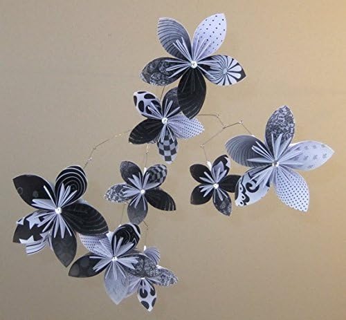 Black and White Origami Paper Flower Baby Mobile