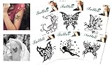 6 Mix Black & White Butterflies Temporary Tattoo / 6 Mini Pack