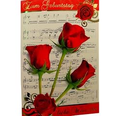 MUSIK - GL�CKWUNSCHKARTE "Zum Geburtstag liebe W�nsche" (in Gold-Pr�gung) mit Musik "Happy Birthday to You"  28Sek. und wundersch�nem Rosenmotiv inkl. Umschlag
