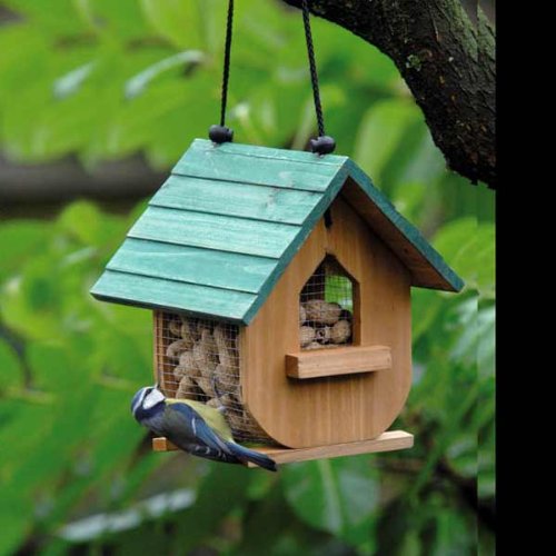 Bois mangeoire cabane pour oiseaux env. 20x21 cm à suspendre et à poser