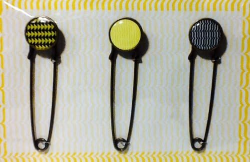 Yellow Pop ~ Mix & Match ~ Choose From a Variety of Coordinating Products ~ Journals, Notecards, Embellishments, & Shaped Notepads (Black White & Yellow Designed Safety Pins)