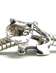 Sterling Silver Lovely Kitty Kitten Cat Animal 3D Bead For Pandora troll European Story Charm Bracelets