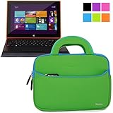 Evecase IRULU Walknbook Hybrid 10.1'' Tablet Neoprene Sleeve Case, Slim Briefcase w/ Handle & Accessory Pocket / Ultra Portable Travel Carrying Case Sleeve Portfolio Pouch Cover - Green
