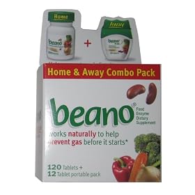 Beano Home Away Combo Pack-120 Tabs +12 Portable Pack by Beano
