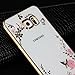 Galaxy S6 Edge Plus Case,Pink Butterfly Floral Flower Bling Crystal Rhinestone Diamonds Clear Rubber Golden Plating Frame Soft TPU Protective Bumper Case Cover for Samsung Galaxy S6 Edge Plus