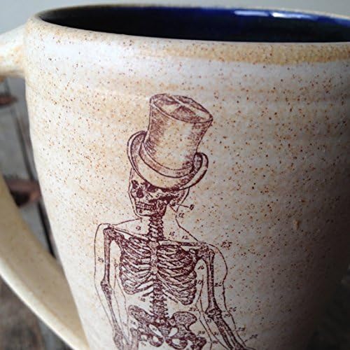 Function Pottery: Top Hat Skeleton Mug- Cobalt Blue