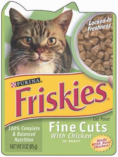 Friskies Cat Food Fine Cust with Chicken in Gravy, 3-Ounce Pouches (Pack of 48)