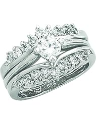 Sterling Silver Cubic Zirconia Ring Set Size 8